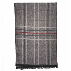 EXQUISITE SCARF, Тёплый мужской СЕРЫЙ шарф, В ПОЛОСКУ, С БОРДОВОЙ ПОЛОСОЙ, 1 шт.