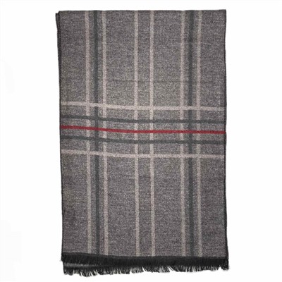 EXQUISITE SCARF, Тёплый мужской СЕРЫЙ шарф, В ПОЛОСКУ, С БОРДОВОЙ ПОЛОСОЙ, 1 шт.