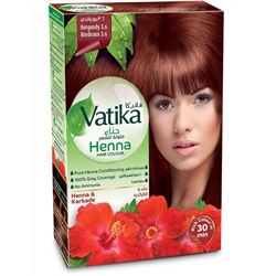 Vatika Henna BURGUNDY 3.6, Dabur (Ватика хна БУРГУНДИ 3.6, Дабур), 60 г. (6 пакетиков по 10 г.)