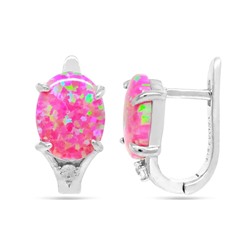 Серьги из серебра опал фиолетовый, МОВ0332