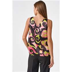 Топ атласный базовый с принтом на черном