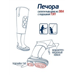 Сапоги ЭВА/ТЭП + Нейлон "ПЕЧОРА" рыбацкие (TORVI) утеплённые