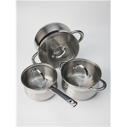 Набор посуды 6 предметов: ковш - 1,9 л; кастрюля - 2,5 л ; 4,6 л (2шт)