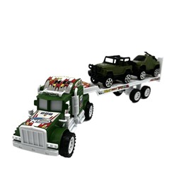 Автовоз Военный (инерцион.) + танкетка + военный  джип 43*14см / коробка 899-41