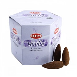 VANILLA Backflow Incense Cones, Hem (ВАНИЛЬ благовония пуля стелющийся дым, Хем), уп. 40 конусов.