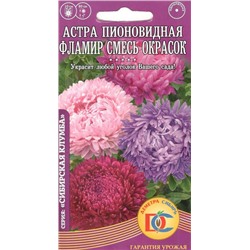 Цветы Астра Фламир Смесь пионовидная (0,2г) Дем Сиб (мин.10шт.)