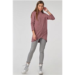 Туника трикотажная теплая с запахом бордовая