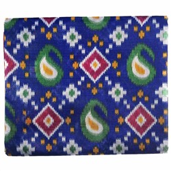 Сари TILAK с печатным принтом ЭТНИКА, цвет СИНЕ-РОЗОВЫЙ (Size: Onesize, с отрезом для блузы), РАЗНЫЙ ДИЗАЙН, 1 шт.