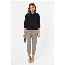 Джемпер вязаный летний короткий без воротника черный