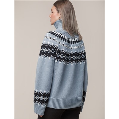 Джемпер фактурной вязки из хлопка с акрилом