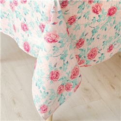 Скатерть льняная набивная "Плетистая роза" 145*180 см. п/лен