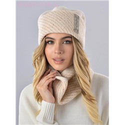 Мохер мульти отворот полоска термо Комплект флис (шапка+снуд) (56-58)