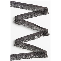 Тесьма отделочная 2,2 см*5 ярд "Бахрома" (SF-2462) черный/серебро