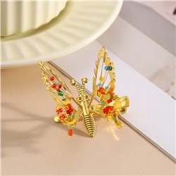 Движущаяся заколка-бабочка из 90-х на пружинке с бисером, 1 штука