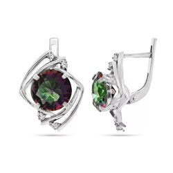 Серьги из серебра мистик кварц, С364
