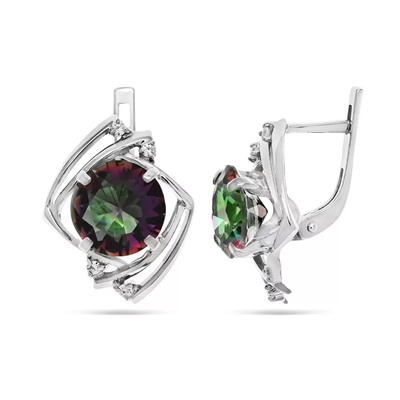 Серьги из серебра мистик кварц, С364