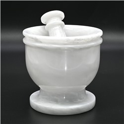 Ступка с пестиком для специй и трав "мрамор белый"