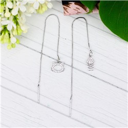 Серьги-протяжки «Котик с рыбкой» (серебро)