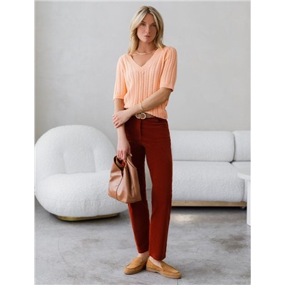 Джемпер фактурной вязки из хлопка с кашемиром