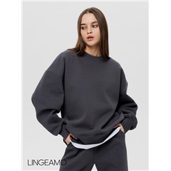 Женский свитшот оверсайз из футера с начесом Lingeamo темно-серый ВК-23 (13)