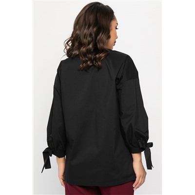Блуза с завязками Ажур (черная) Б14387-10М