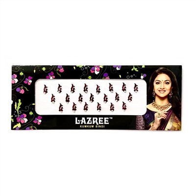 Бинди КРАСНЫЙ УЗОР СО СТРАЗОЙ на лоб, Lazree Kum Kum Bindi, 1 шт.