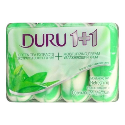 DURU Мыло 1+1 4*80г. экопак. Зеленый чай АКЦИЯ! СКИДКА 35%