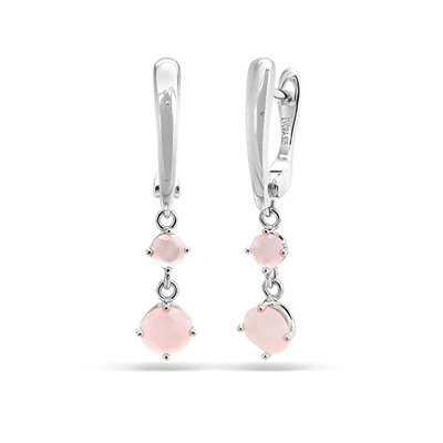 Серьги из серебра розовый кварц, МЦВ990