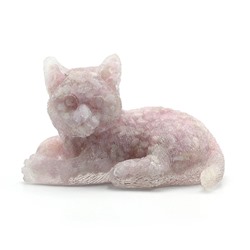 Фигурка из кунцита и смолы "Кошка" 87*50*50мм