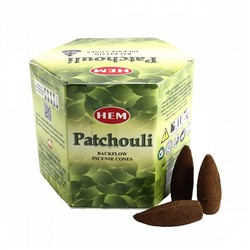 PATCHOULI Backflow Incense Cones, Hem (ПАЧУЛИ благовония пуля стелющийся дым, Хем), уп. 40 конусов.