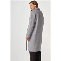 Пальто демисезонное свободное миди серое