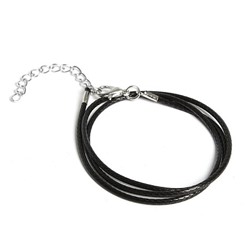 Классический шнурок для амулета ПЛЕТЁНЫЙ ЧЕРНЫЙ, мягкий, с застёжкой (длина 44-48 см.), 1 шт.