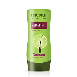 Trichup Hair Conditioner KERATIN Damage Repair, Vasu (Тричуп Кондиционер КЕРАТИН, Восстановление поврежденных волос, Васу), ЗЕЛЕНАЯ БУТЫЛКА, 200 мл.