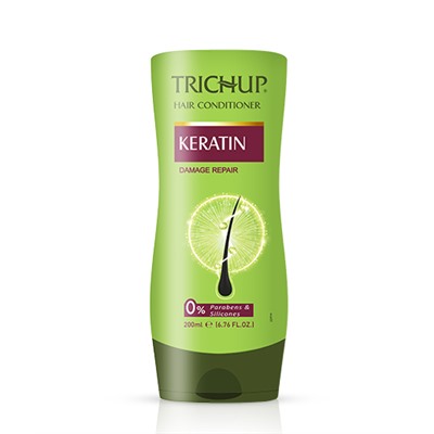 Trichup Hair Conditioner KERATIN Damage Repair, Vasu (Тричуп Кондиционер КЕРАТИН, Восстановление поврежденных волос, Васу), ЗЕЛЕНАЯ БУТЫЛКА, 200 мл.
