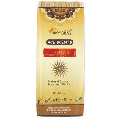 Ace Scents ROSE Natural Masala Incense Sticks, Aromatika (РОЗА натуральные ароматические палочки, Ароматика), 100 палочек.