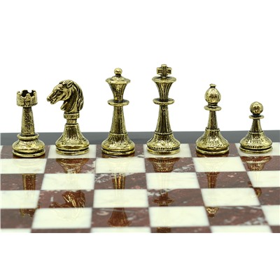 Шахматы подарочные с металлическими фигурами "Стаунтон", 250*250мм.