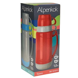 Термос со стеклянной колбой 1 л ALPENKOK AK-10101S красный