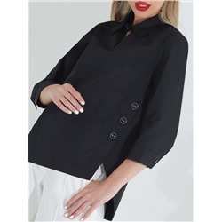 Блузка черная с декоративными пуговицами