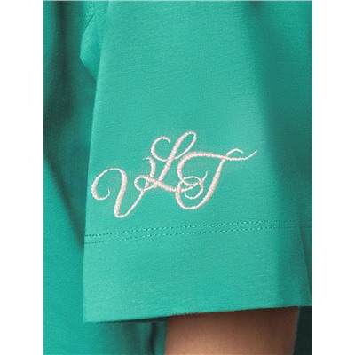 Платье из премиального хлопка с вышивкой на рукаве