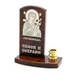 Икона из обсидиана на подставке "Тихвинская" 1 свеча 48*26*65мм