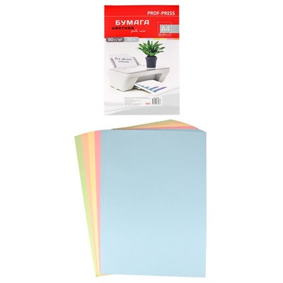 Бумага д/ксерокса цветная А4 50л  Pale Пастель-ассорти 5цветов 80г/м2  Б-3568