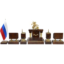 Настольный набор из обсидиана "Георгий Победоносец" 1100*350*380мм