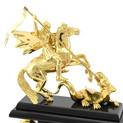 Часы каминные из чароита и долерита "Георгий Победоносец" 150*70*330мм