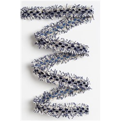 Тесьма отделочная 2 см*5 ярд "Бахрома с бархатом" (SF-2463) темно-синий