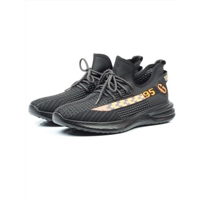 HA102-3 BLACK/ORANGE Кроссовки летние мужские (текстиль) размер