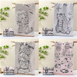 Полотенце стеганое "Котята" 35*75 см. хлопок 100%