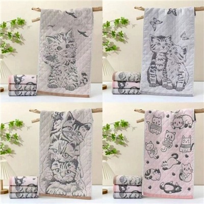 Полотенце стеганое "Котята" 35*75 см. хлопок 100%