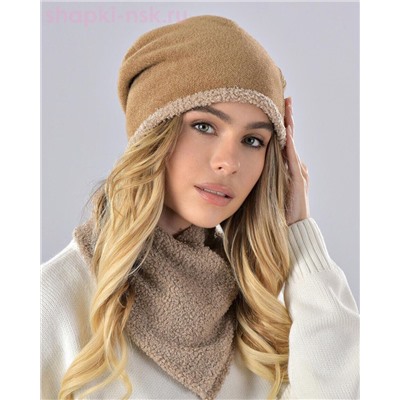 Бархат полоска термо Комплект флис (шапка+снуд) (56-58)