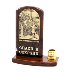 Икона из обсидиана на подставке "Благославление детей" 1 свеча 48*26*65мм