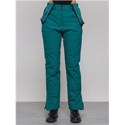 Полукомбинезон утепленный женский зимний горнолыжный зеленого цвета 526Z
